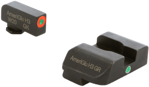 AmeriGlo GL203 i-Dot Sight set for Glock  Black | Green Tritium with Orange Outline Front Sight Green Tritium i-Dot Rear Sight