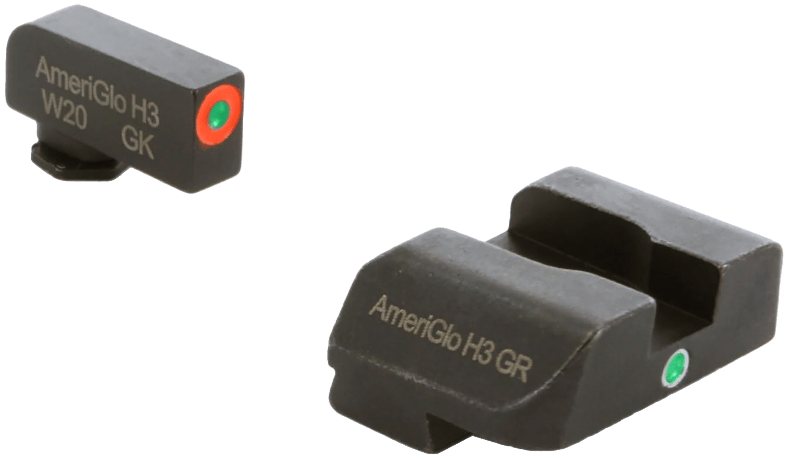AmeriGlo GL203 i-Dot Sight set for Glock Black | Green Tritium with Orange Outline Front Sight Green Tritium i-Dot Rear Sight