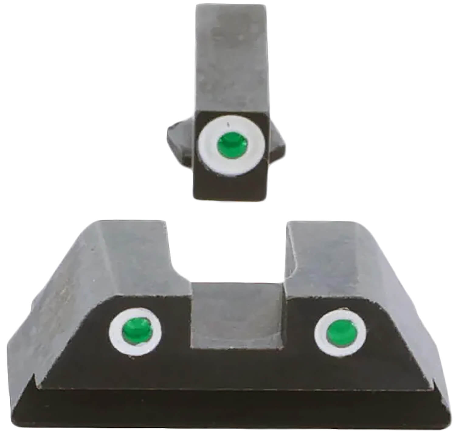 AmeriGlo GL430 Classic Tritium Sight Set for Glock Black | Green Tritium White Outline Front and Rear - Image 2
