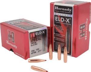 Hornady 27356 ELD-X  270 Cal .277 145 gr Extremely Low Drag eXpanding 100rd Box/ 15 Case