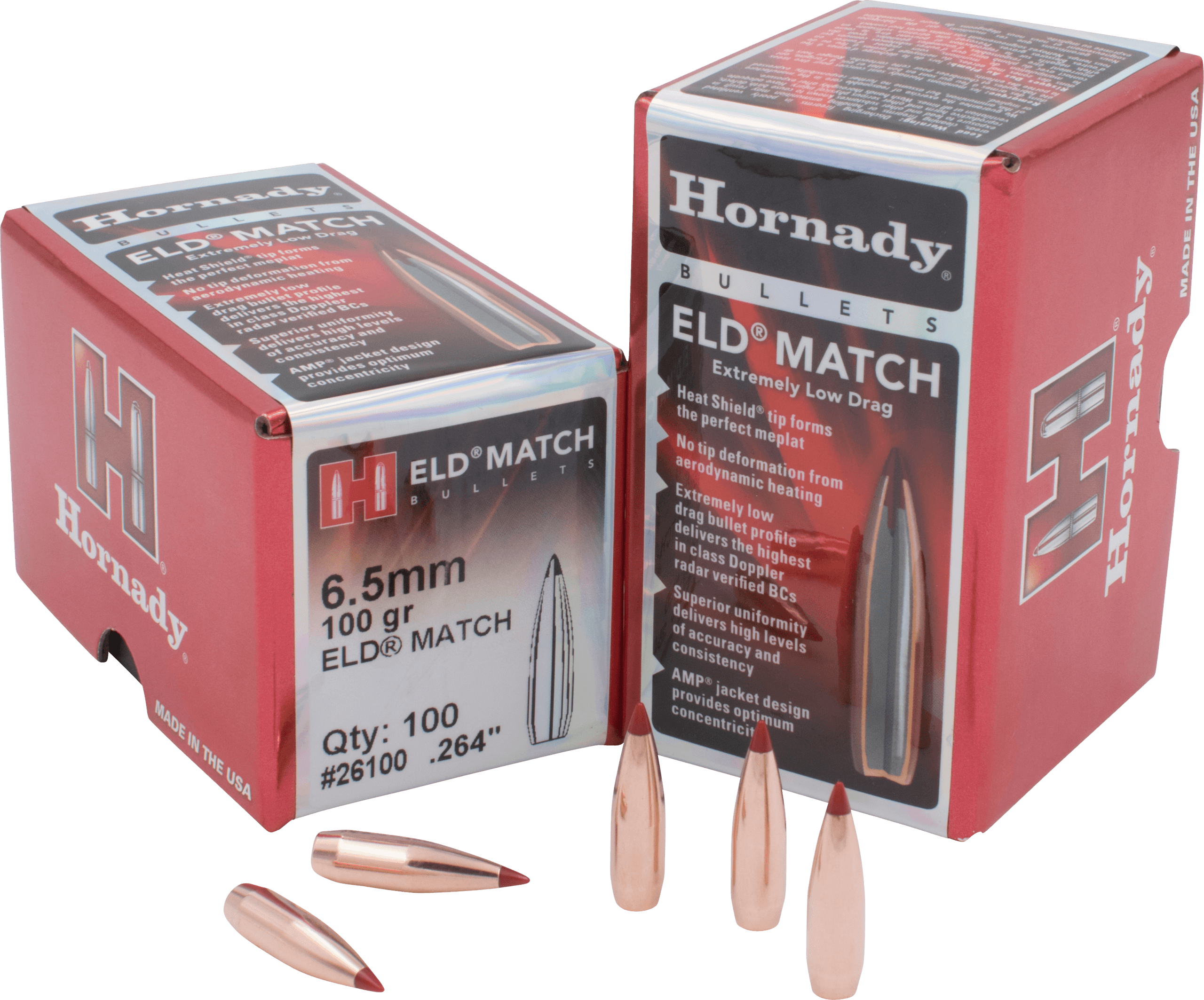 Hornady 26100 ELD Match 6.5mm .264 100 gr Extremely Low Drag Match 100rd Box