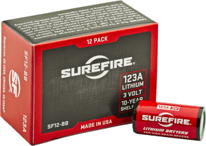 SureFire SF12BB 123A Batteries  Red/Black 3.0 Volts 1 550 mAh (12) Single Package Boxed