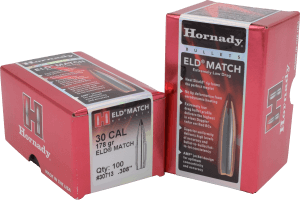 Hornady 30713 ELD Match  30 Cal .308 178 gr Extremely Low Drag Match 100rd Box/ 15 Case
