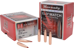 Hornady 30904 ELD Match 30 Cal .308 225 gr Extremely Low Drag Match 100rd Box/ 15 Case