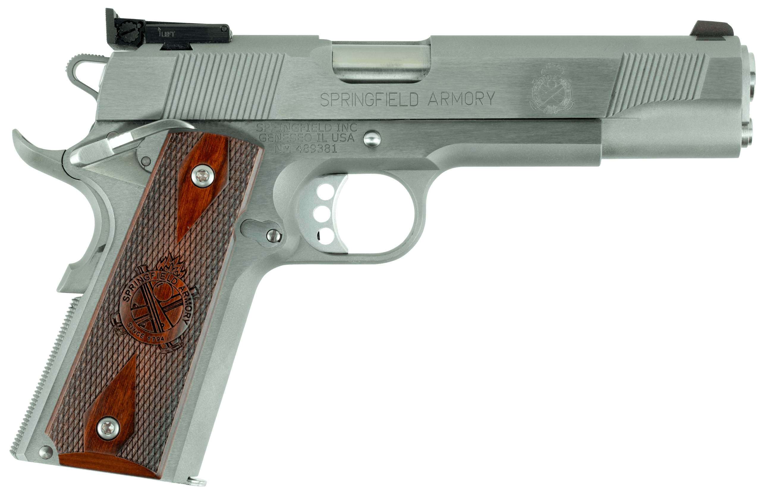 Springfield Armory PI9134LCA 1911 Loaded Target *CA Complaint 9mm Luger 9+1 5" Stainless Match Grade Barrel Serrated Slide & Frame w/Beavertail Crossed Cannon Cocobolo Grip
