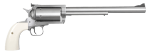 Magnum Research BFR4570B BFR Long Cylinder Extra Large Frame 45-70 Gov 5 Shot 10" Brushed Stainless Steel Barrel Cylinder & Frame Bisley White Laminate Grip Exposed Hammer
