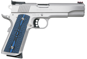 Colt Mfg O5072XE Gold Cup Trophy 9mm Luger 9+1 5" Steel Barrel Stainless Steel Serrated Slide & Frame w/Beavertail Competition Blue G10 Grips Ambidextrous