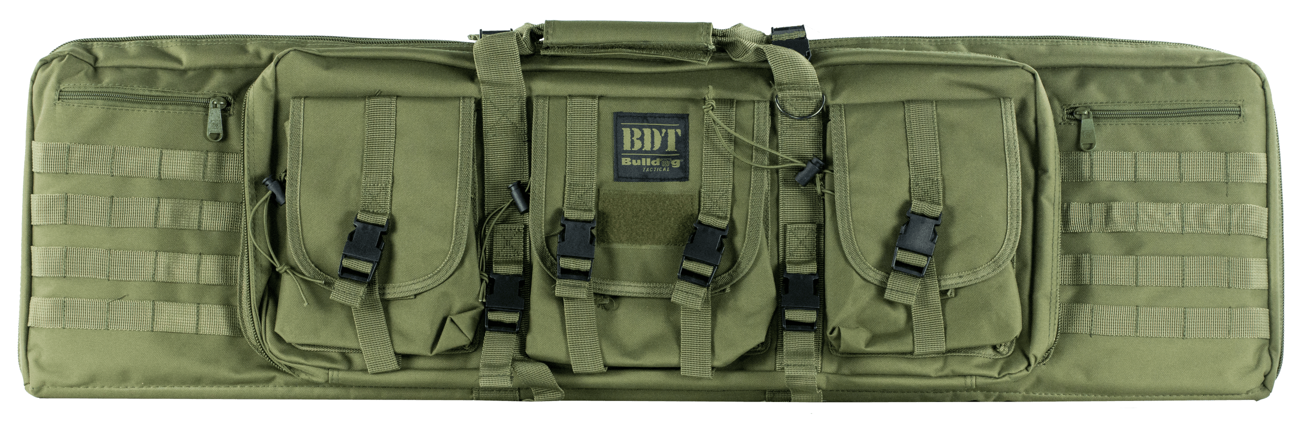 Bulldog BDT6043G BDT Tactical Double 43" Green Nylon 3 Accessory Pockets Deluxe Padded Backstraps Lockable Zippers Padded Internal Divider
