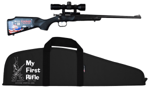 Crickett KSA2240BSC Youth Package 22 LR 1rd 16.12" Blued Barrel & Receiver  Black Synthetic Stock w/11.5" LOP  Rebounding Firing Pin Safety Includes 4x32 Scope  KSA301 Scope Mount Kit & Soft Rifle Case