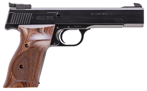 Smith & Wesson 130511 41 Full Size Frame 22 LR 10+1 5.50" Blued Button Rifled Steel Barrel Serrated Slide & Frame Checkered Wood Target Grip