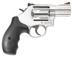 Smith & Wesson 164192 Model 686 Plus 357 Mag or 38 S&W Spl +P  Stainless Steel 2.50" Barrel  7 Shot  Satin Stainless Steel L-Frame  Red Ramp Front/Adjustable White Outline Rear Sights  Internal Lock