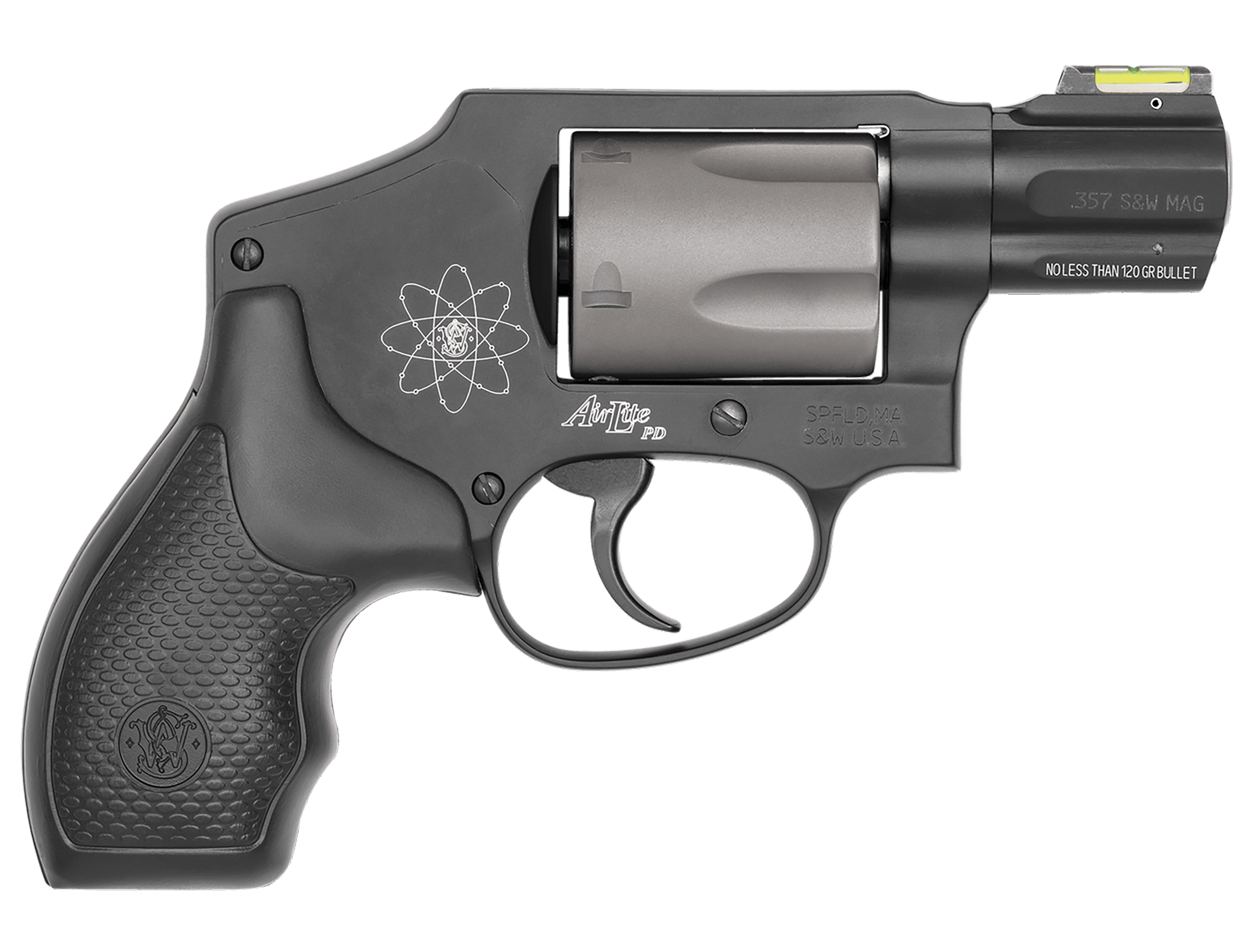 Smith & Wesson 163062 Model 340 Personal Defense 357 Mag Or 38 S&W Spl +P 5 Shot 1.88" Black Stainless Steel Barrel Titanium Cylinder Black Scandium Alloy J-Frame HiViz Fiber Optic Green Front Sight Internal Lock
