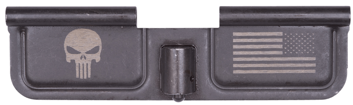 Spikes SED7005 Ejection Port Door Punisher and Flag AR-15 Black Phosphate Steel