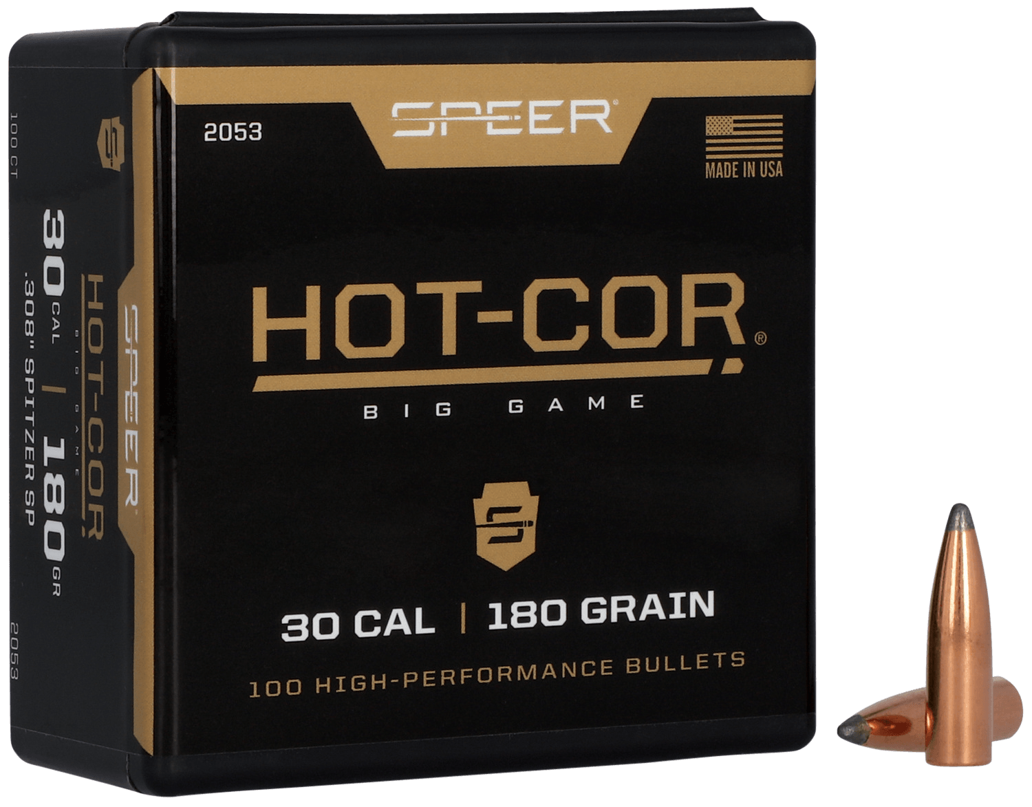 Speer 2053 Hot-Cor 30 Cal .308 180 gr Spitzer Soft Point 100rd Box/ 5 Case