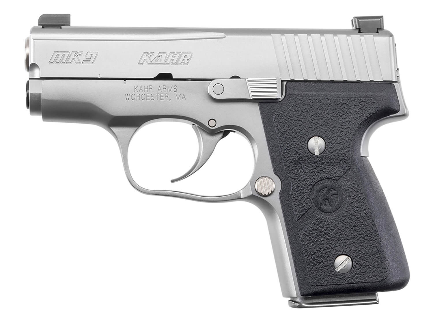Kahr Arms M9093NA MK9 *CA Compliant 9mm Luger 6+1/7+1 3" Stainless Polygonal Rifled Barrel Matte Serrated Stainless Steel Slide Matte Stainless Steel Frame Black Textured Wraparound Polymer Grip Night Sights Manual Thumb Safety Right Hand - Image 2