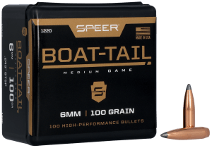 Speer 1220 Boat-Tail  6mm .243 100 gr Jacketed Soft Point Boat Tail 100rd Box/ 5 Case