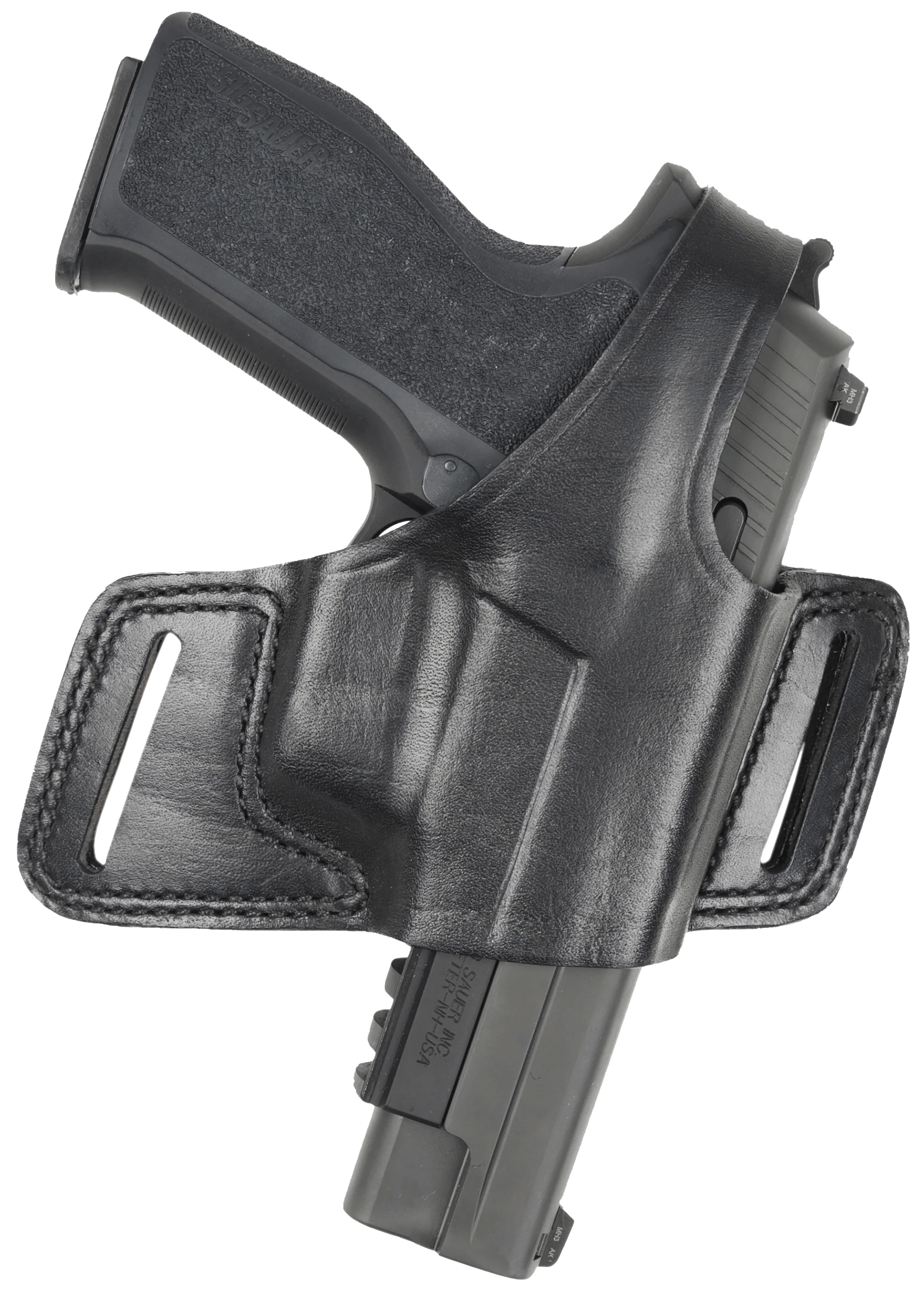 Bianchi 15718 Black Widow OWB Size 14 Black Leather Belt Slide Fits Glock 17 Fits Glock 19 Fits Glock 22 Right Hand