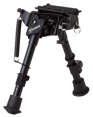 Firefield FF34023 Compact  Bipod 6-9" Black Aluminum Swivel Stud Attachment or Picatinny Rail (Adapter Included)