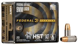 Federal P9HST2S Premium Personal Defense 9mmLuger 147gr HST Jacketed Hollow Point 20rd Box Federal P9HST2S Premium Personal Defense 9mmLuger 147gr HST Jacketed Hollow Point 20rd Box