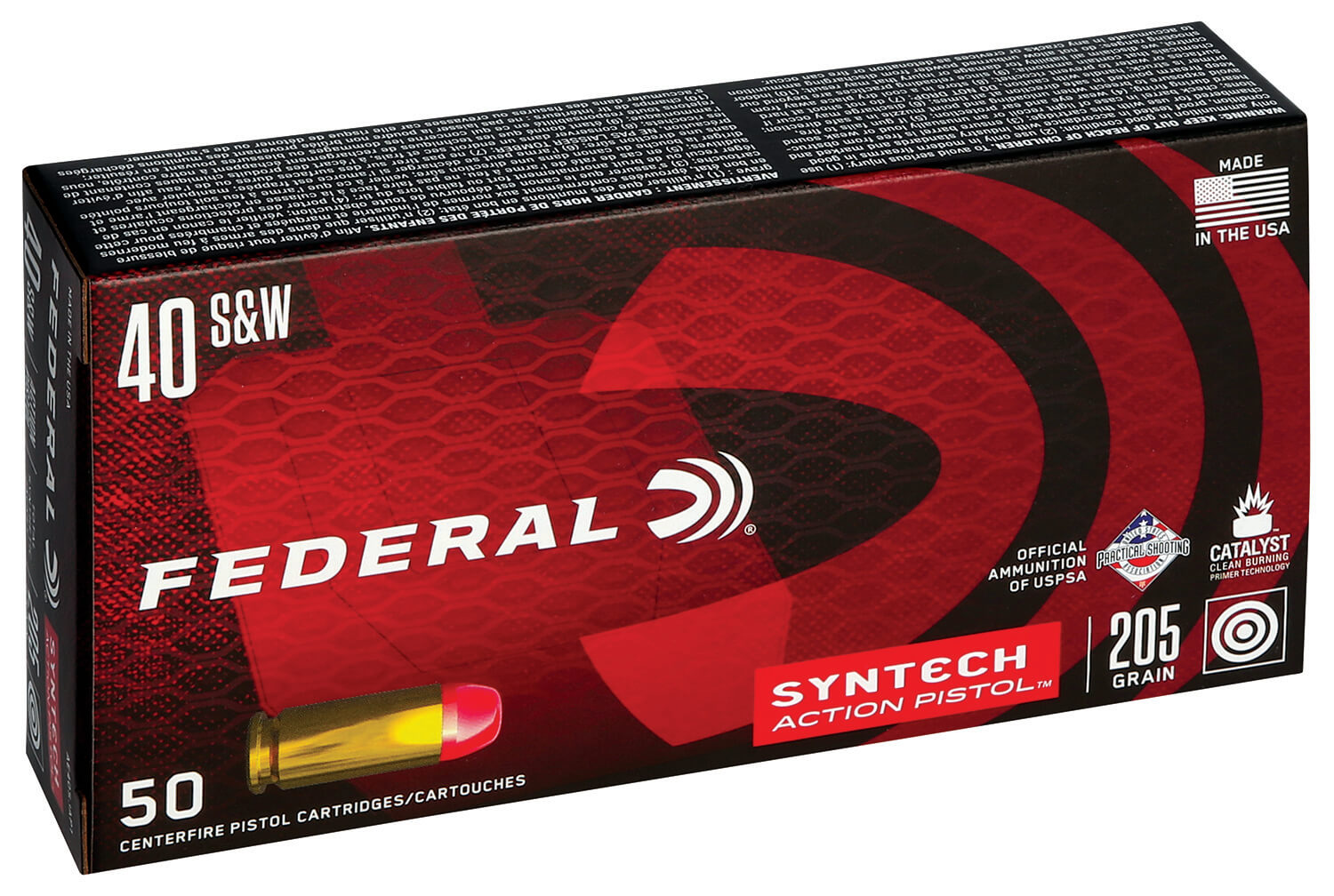 Federal AE40SJAP1 American Eagle Syntech Action Pistol 40S&W 205gr Total Syntech Jacket Flat Nose 50rd Box - Image 2