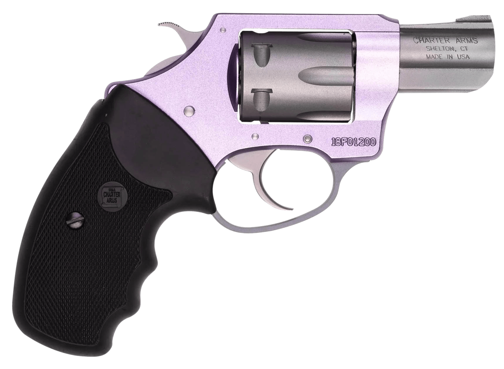 Charter Arms 52240 Pathfinder Lite Lavender Lady Small 22 LR 8 Shot 2" Matte Stainless Steel Barrel & Cylinder Lavender Aluminum Frame w/Black Finger Grooved Rubber Grip Exposed Hammer