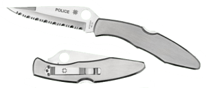 Spyderco C07S Police  4.13" Folding Spear Point Part Serrated VG-10 SS Blade Stainless Steel Handle Includes Pocket Clip