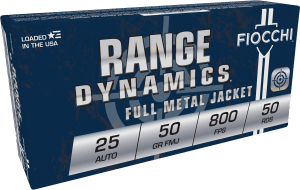 Fiocchi 25AP Range Dynamics 25ACP 50gr Full Metal Jacket 50rd Box