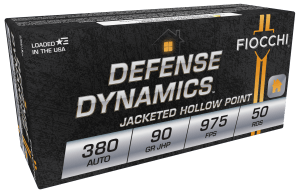 Fiocchi 380APHP Defense Dynamics 380ACP 90gr Jacketed Hollow Point 50rd Box