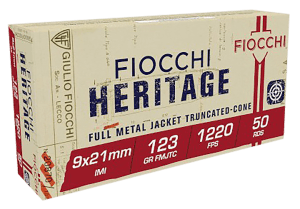 Fiocchi 9X21 Heritage 9x21mmIMI 123gr Full Metal Jacket Truncated Cone 50rd Box