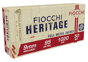 Fiocchi 9MAK Heritage  9mmMakarov 95gr Full Metal Jacket 50rd Box