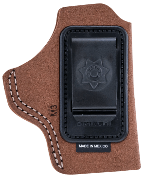 Bianchi 18026 6C  IWB Tan Leather Belt Clip Compatible w/Glock 19/23/26/27/36 Right Hand