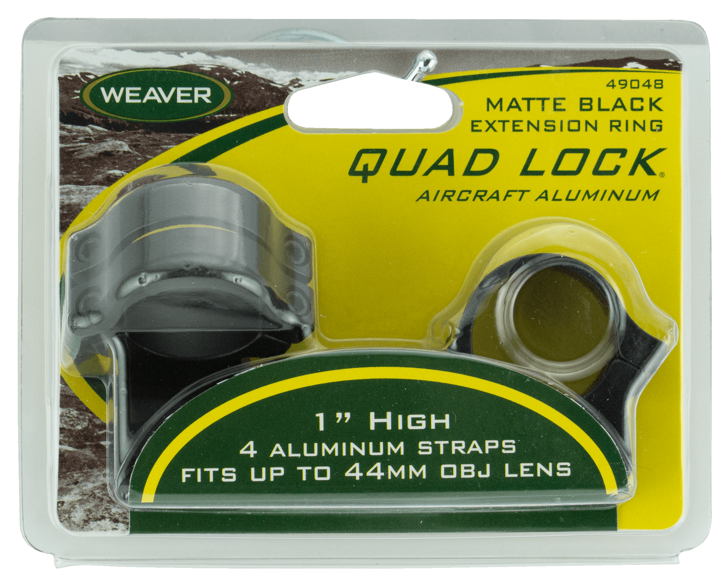 Weaver Mounts 49048 Quad Lock Detachable Rings Matte Black 1" High Extended