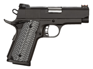 Rock Island 51479 Rock Ultra CS 45 ACP Caliber with 3.50" Barrel 7+1 Capacity Overall Black Parkerized Finish Steel Beavertail Frame Serrated Slide & Black/Gray G10 Grip