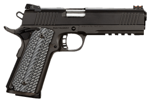 Rock Island 51485 Tac Ultra FS 45 ACP Caliber with 5" Barrel 8+1 Capacity Overall Black Parkerized Finish Steel Picatinny Rail/Beavertail Frame Serrated Slide & Black & Gray G10 Grip