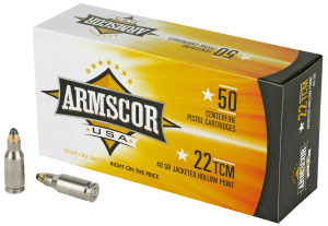 Armscor FAC22TCM1N USA 22TCM 40gr Jacketed Hollow Point 50rd Box Armscor FAC22TCM1N USA 22TCM 40gr Jacketed Hollow Point 50rd Box