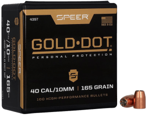 Speer Bullets 4397 Gold Dot Personal Protection 40 Caliber .400 165 GR Hollow Point 100 Box