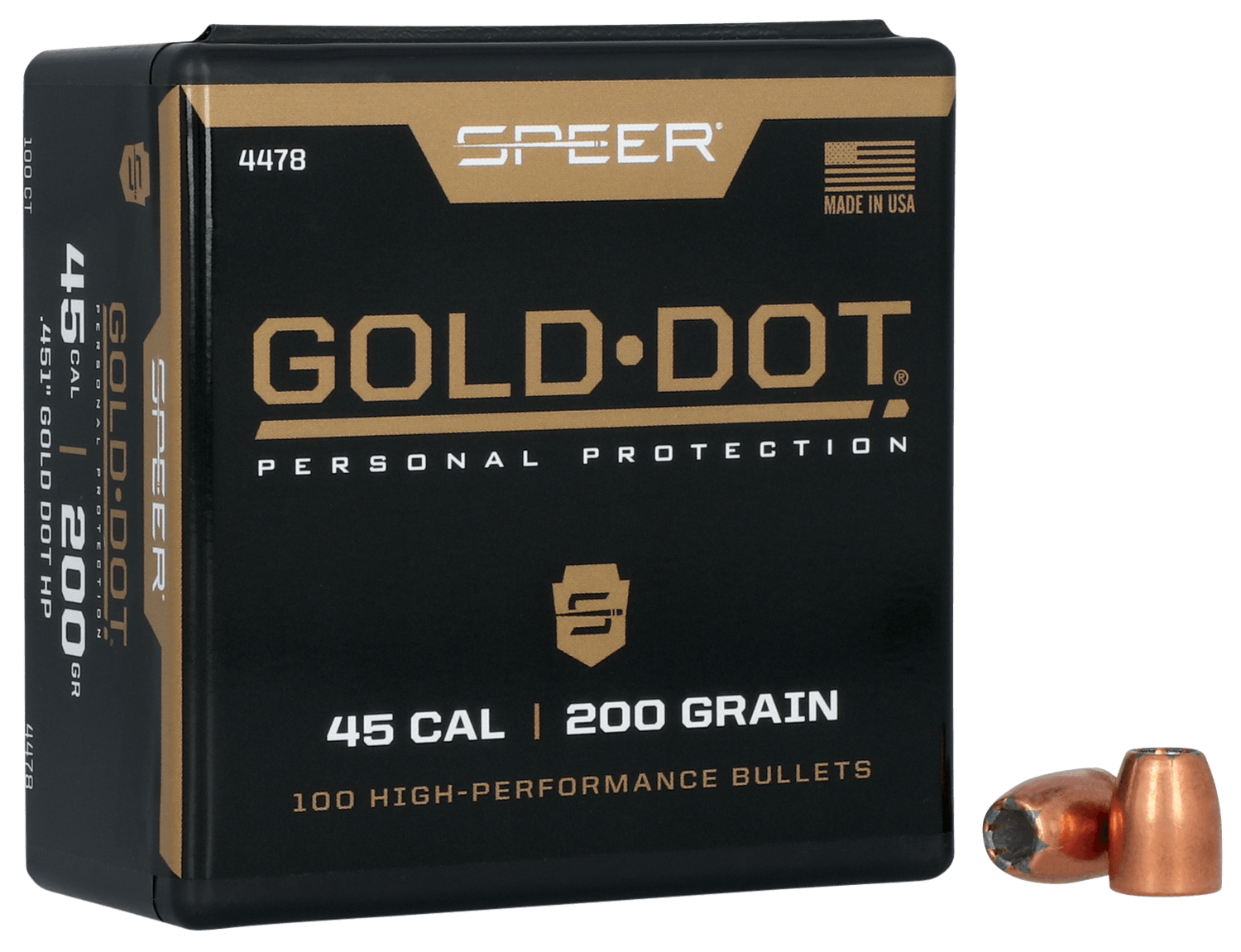 Speer 4478 Gold Dot Personal Protection 45 Cal .451 200 gr Hollow Point 100rd Box/ 5 Case