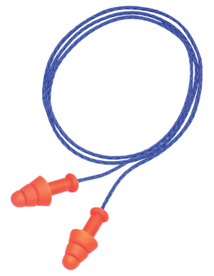 Howard Leight R01520 Corded Ear Plugs Smart Fit Foam 25 dB Behind The Neck Orange Ear Buds with Blue Cord Adult 2 Pair