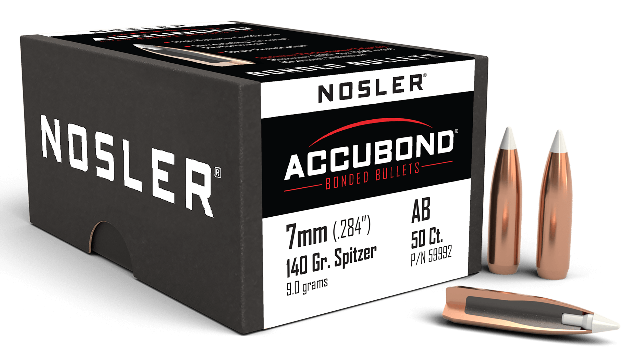 Nosler 59992 AccuBond 7mm .284 140 gr Spitzer Point/ 50rd Box