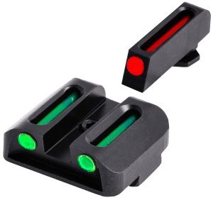 TruGlo TG131G2 Fiber-Optic Sight Set High Red Fiber Optic Front/Green Fiber Optic Rear/Black Nitride Fortress Frame Compatible w/Most Glock Except MOS Front Post/Rear Dovetail Mount