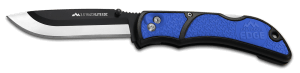 Outdoor Edge RLU40C RazorLite 3.50" Folding Drop Point Tanto Plain 420J2 SS Blade Black/Blue Polymer Handle