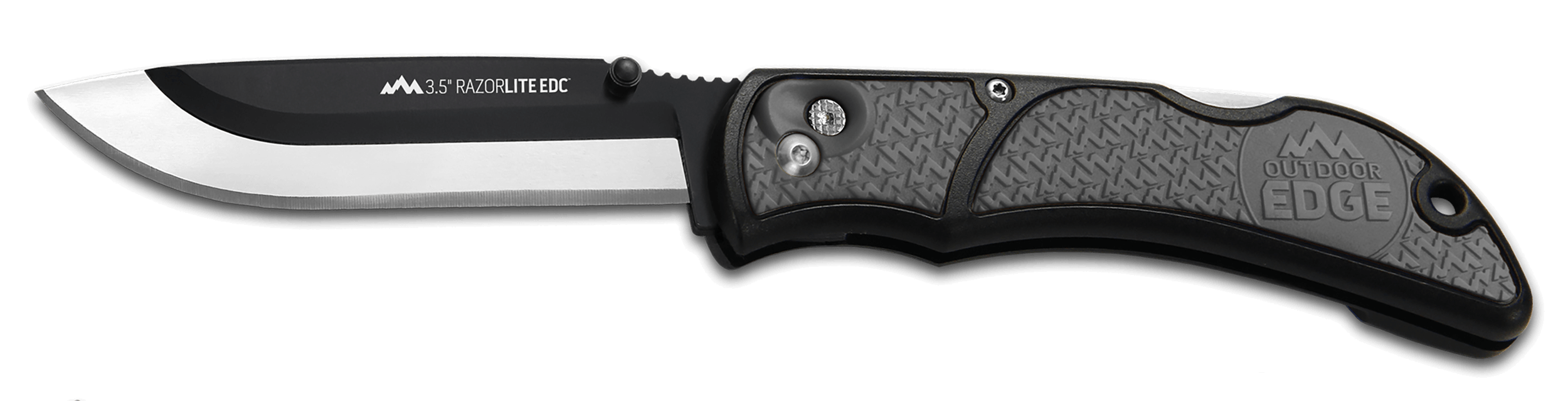 Outdoor Edge RLY50C RazorLite 3.50" Folding Drop Point Tanto Plain 420J2 SS Blade Black/Gray Polymer Handle