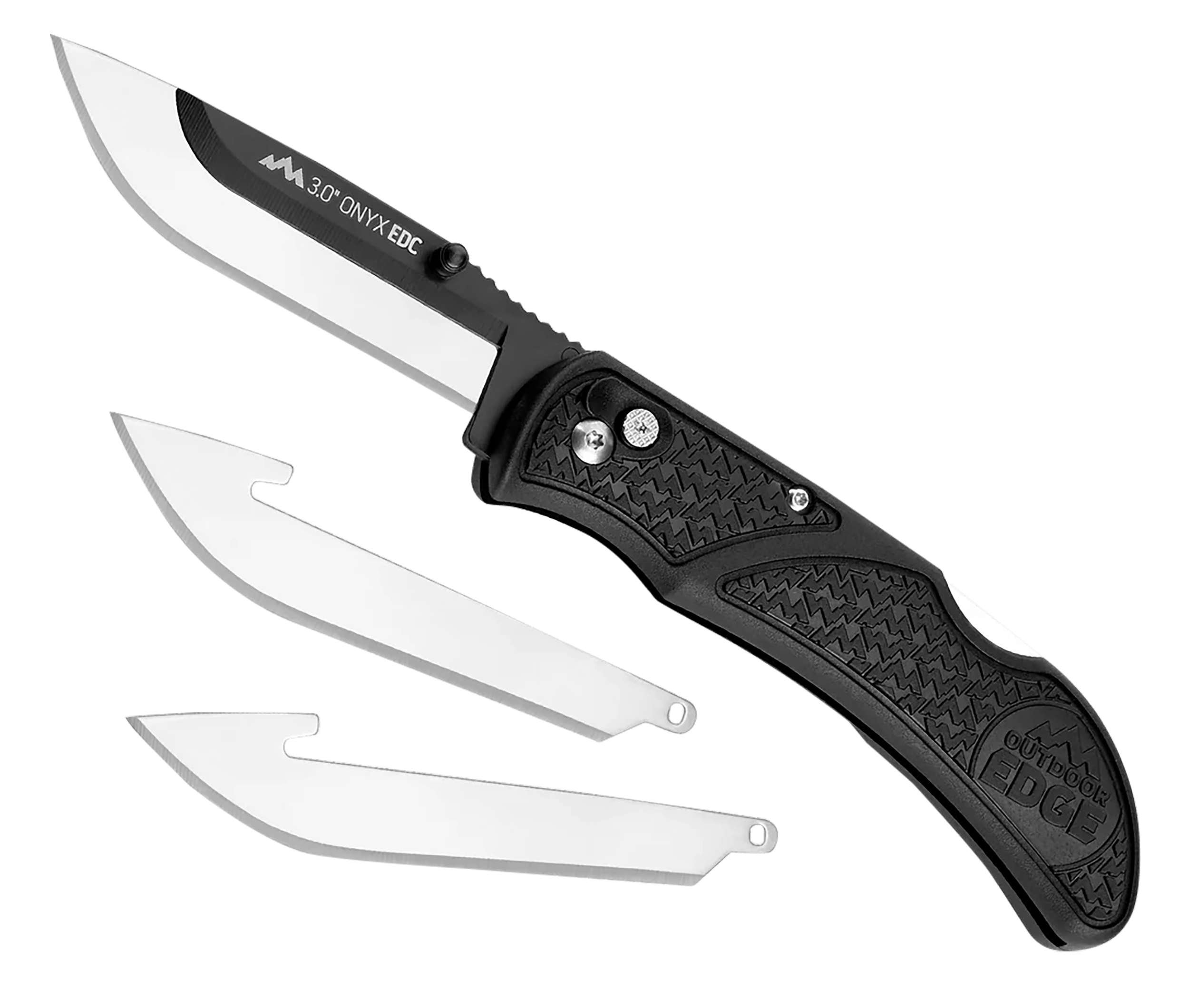 Outdoor Edge OX30C Onyx Lite 3" Folding Plain 420J2 Stainless Steel Blade Black Trimond Textured Polymer Handle