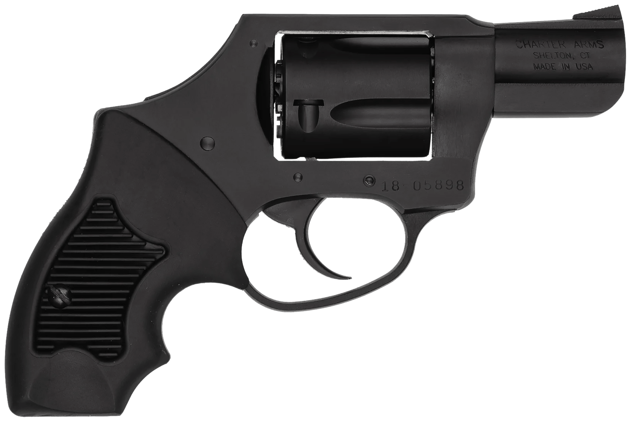 Charter Arms 13811 Undercover 38 Special 5rd 2" Stainless Steel Barrel/Cylinder w/Black Finish Aluminum Frame w/Black Finish DAO Concealed Hammer Finger Grooved Black Rubber Grip