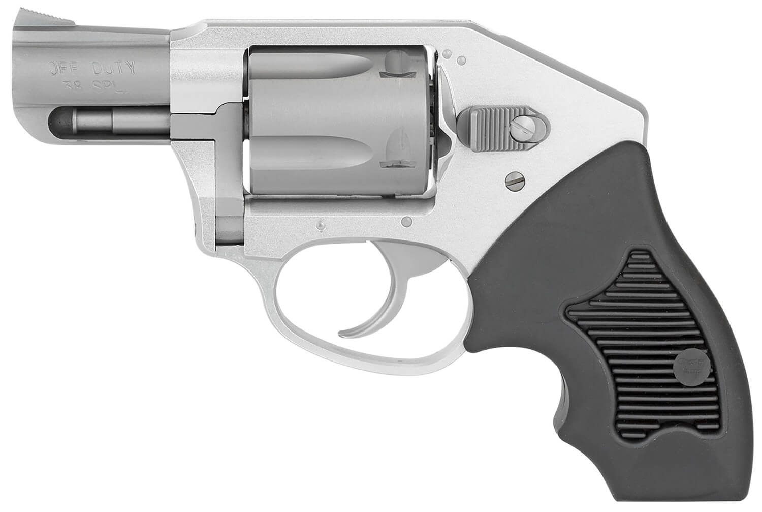 Charter Arms 53811 Off Duty Small 38 Special 5 Shot 2" Stainless Steel Barrel & Cylinder Anodized Aluminum Frame w/Black Finger Grooved Rubber Grip - Image 2