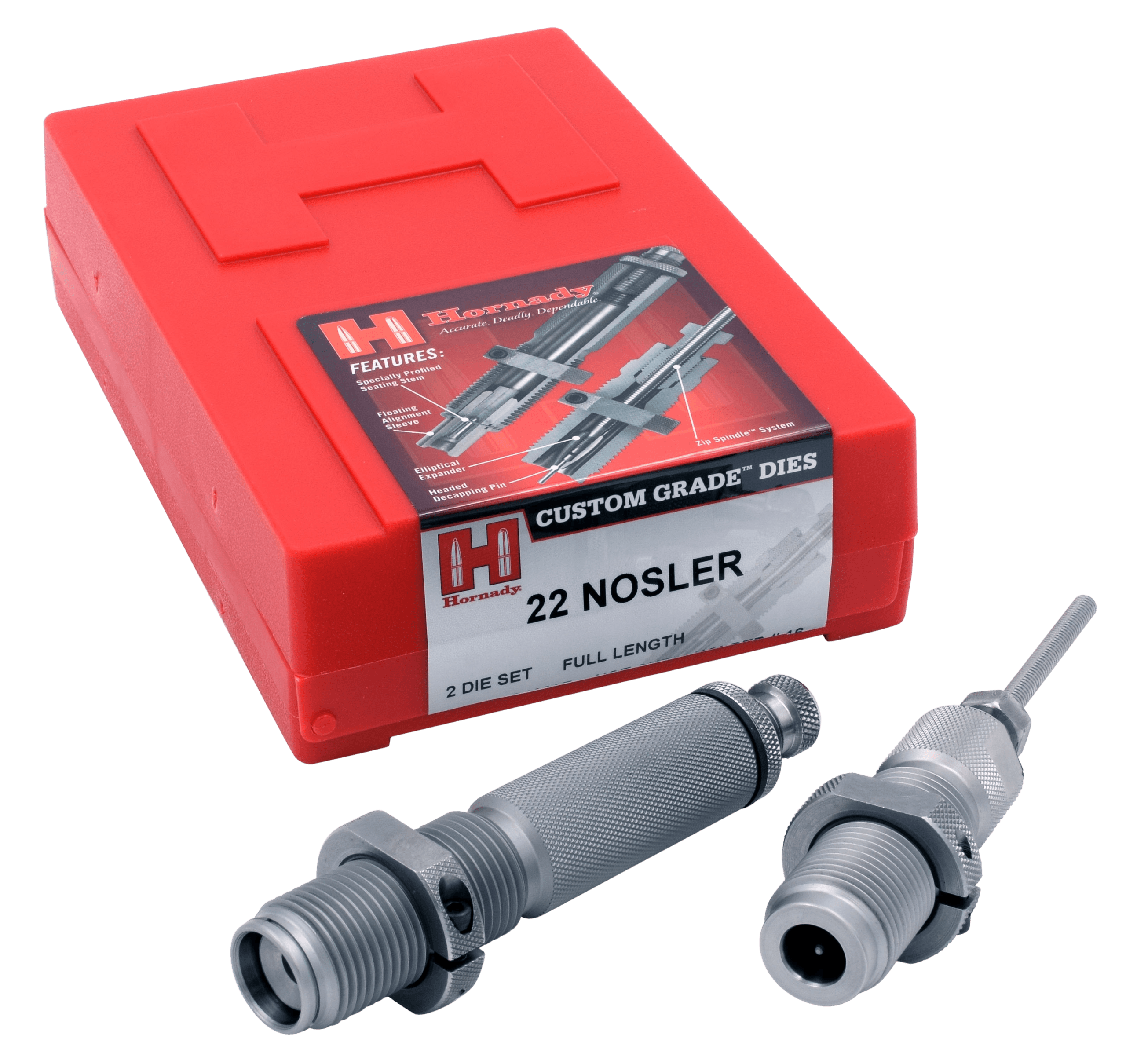 Hornady 546207 Custom Grade Series III 2 Die Set for 22 Nosler Includes Sizing Seater