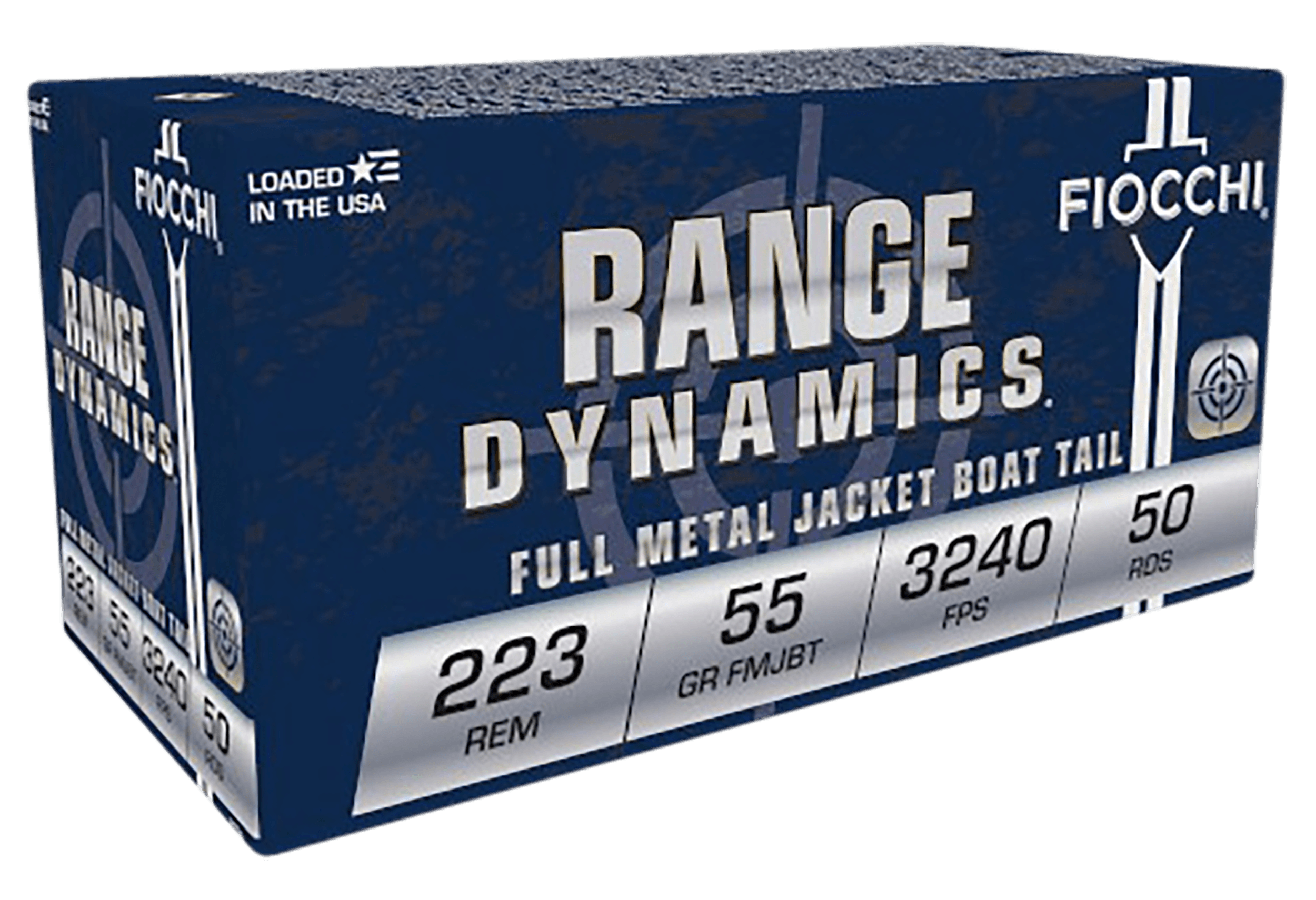 Fiocchi 223A Range Dynamics 223Rem 55gr Full Metal Jacket Boat Tail 50rd Box