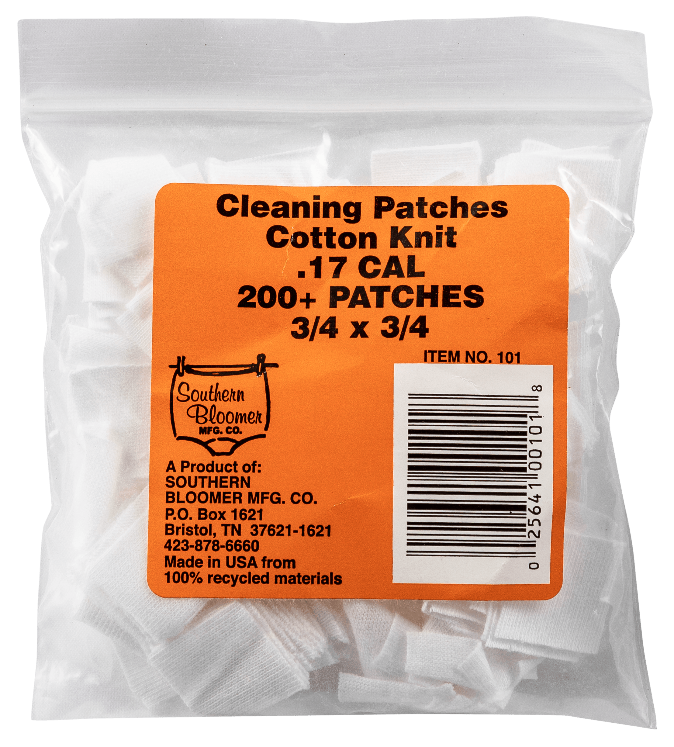 Southern Bloomer 101 Cleaning Patches 17 Cal Cotton 200 Per Pack