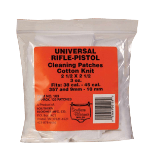 Southern Bloomer 103 Cleaning Patches Cotton 2.50" x 2.50" 130 Per Bag Rifle/Handgun