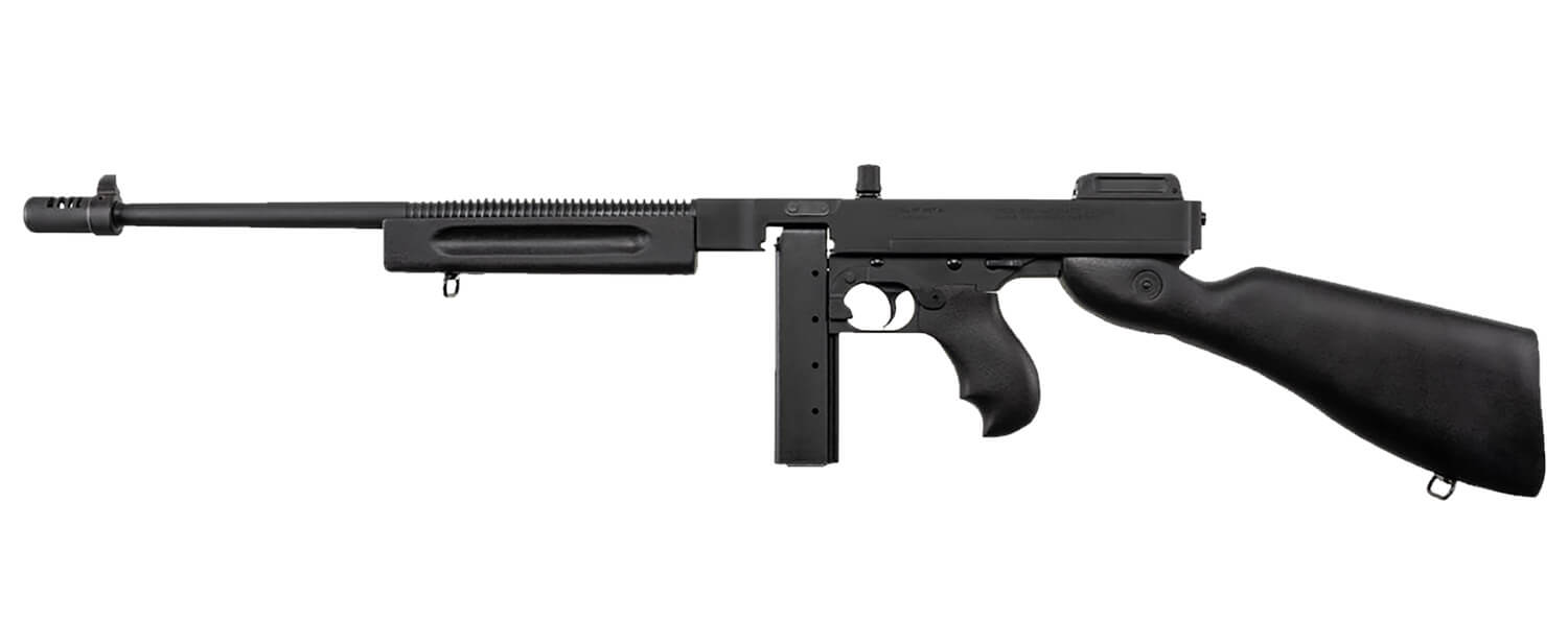 Thompson T1C 1927A-1 Commando Carbine 45 ACP Caliber with 16.50" Barrel 20+1 Capacity (Stick) Black Parkerized Metal Finish American Walnut Stock Right Hand Includes Black Nylon Sling - Image 2